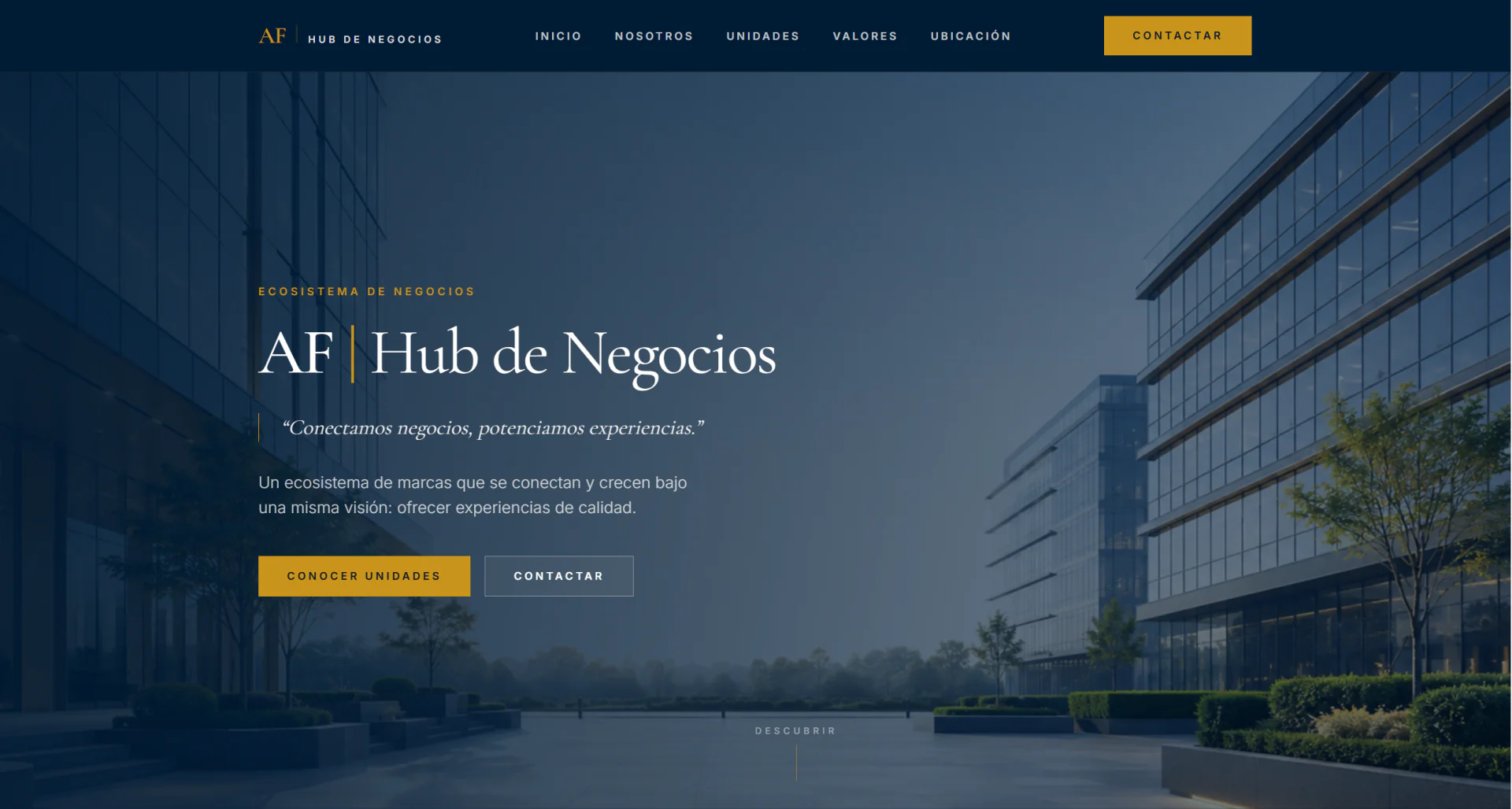 Captura del sitio de AF | HUB de Negocios